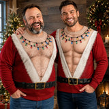 Funny Hairy Chest Santa Light-Up Christmas Sweatshirt
