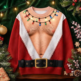 Funny Hairy Chest Santa Light-Up Christmas Sweatshirt