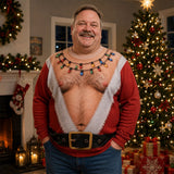 Funny Hairy Chest Santa Light-Up Christmas Sweatshirt